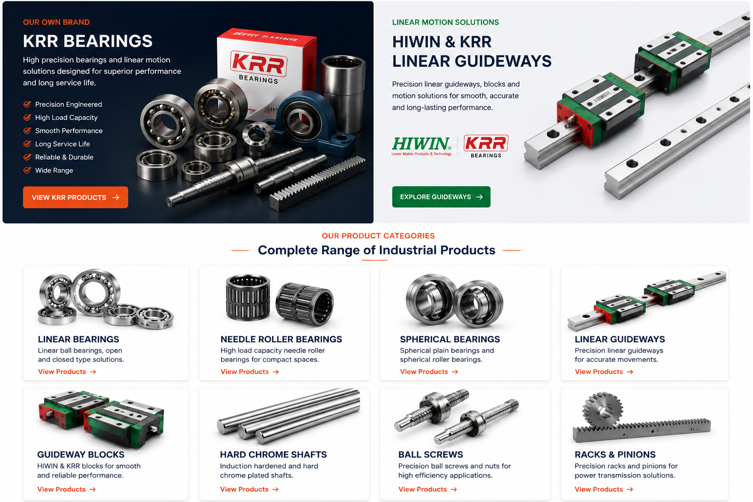 KRR Bearings and HIWIN Linear Motion Products